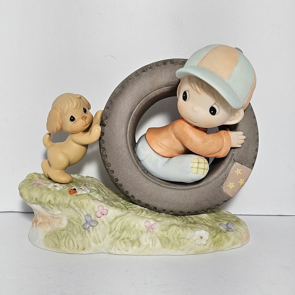 Precious Moments 307068 I'll Never Tire of You Boy Dog Tire Figurine